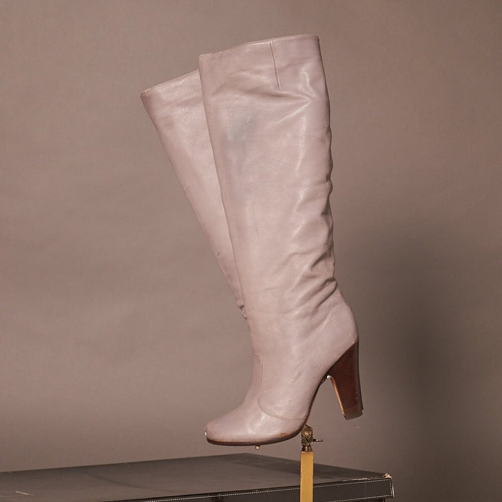 Dolce Vita Knee High Gray Heeled Boots